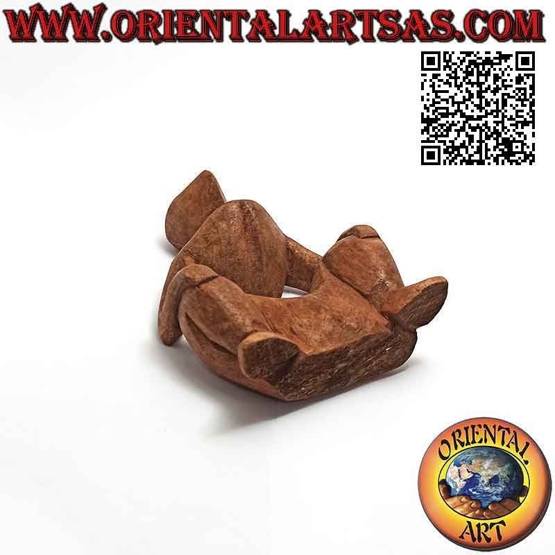 Abstract style "squat" sculpture in suar wood, 16 cm