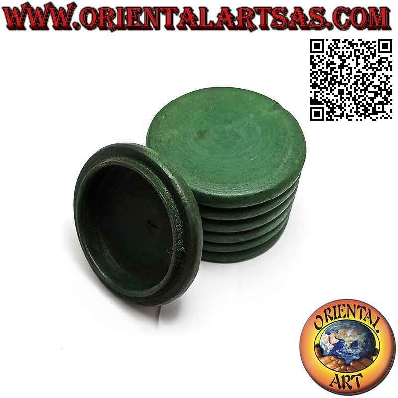 Round jewelry box in mahogany wood with nickel silver or silver plate (green)