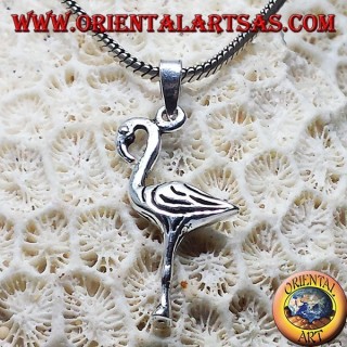 Pendentif flamant rose en argent