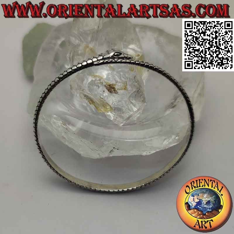 Bracciale rigido in argento 925‰ a forma di serpente "ouroboros" (uroboro)