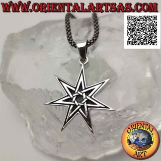 Silver pendant, heptagram (symbol of perfection of man in his totality, body and soul) in bas-relief