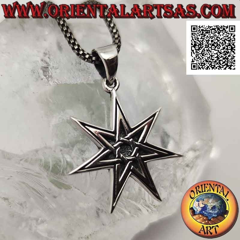Colgante de plata, heptagrama (símbolo de la perfección del hombre en su totalidad, cuerpo y alma) en bajorrelieve