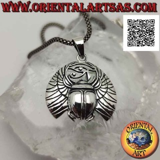 Silberanhänger, Mistskarabäus mit Horusauge (ägyptisches Symbol der Auferstehung)