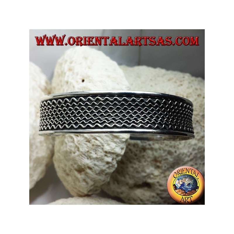 pulsera de plata, las ondas hechas a mano