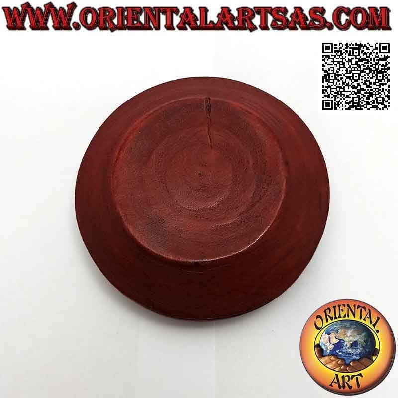 Cenicero redondo en madera de caoba con placa de alpaca o plata (rojo)