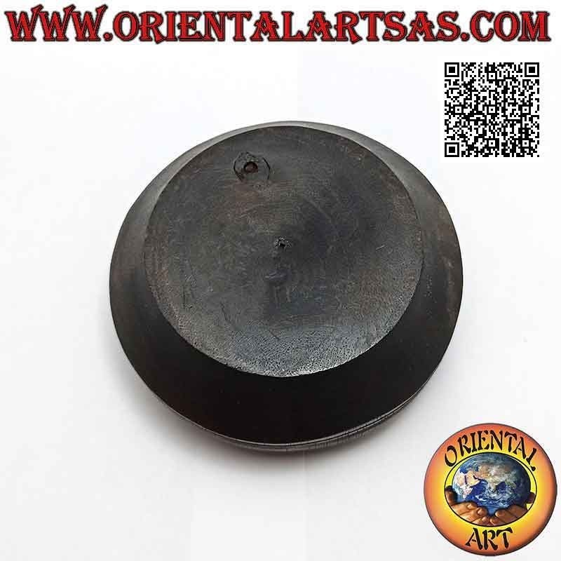 Round ashtray in mahogany wood with nickel silver or silver plate (natural)