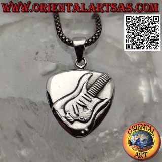 Colgante de plectro en plata con la guitarra eléctrica