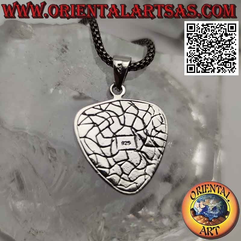 Plectrum pendant in silver with electric guitar
