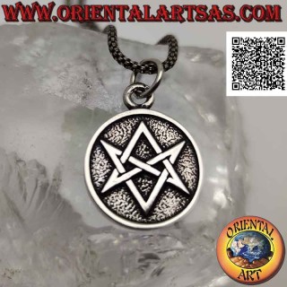 Silberanhänger, Medaille mit einseitigem Hexagramm (Symbol der Thélema- oder Thelema-Religion)
