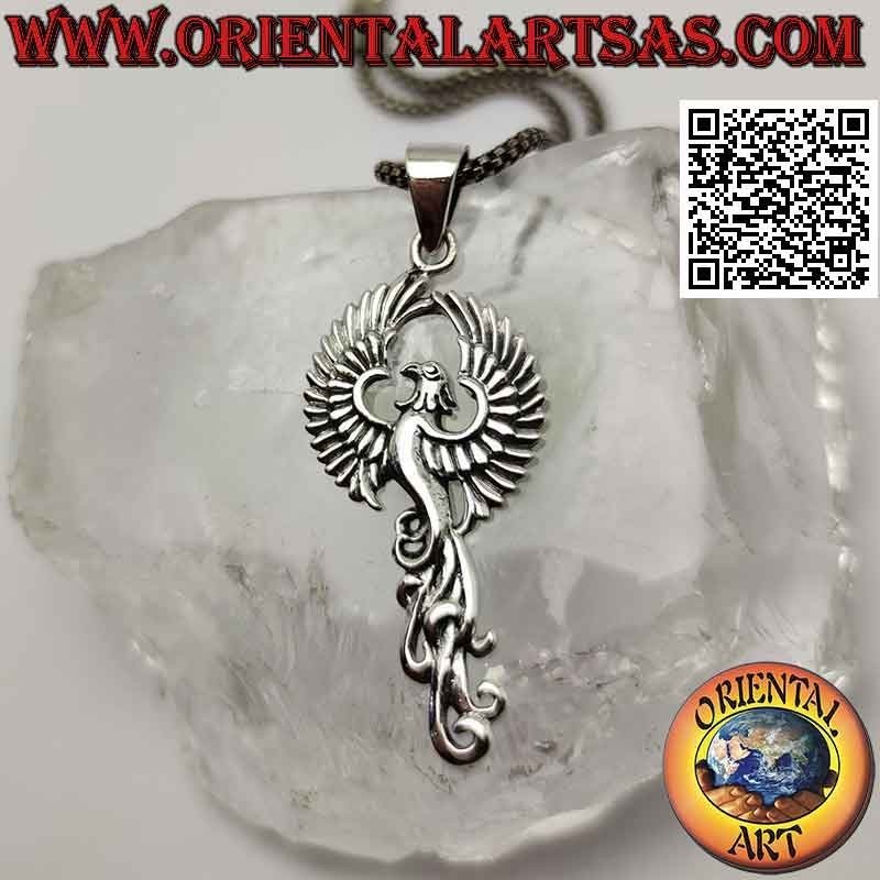 Pendentif en argent, le phénix ressuscité de ses cendres (symbole de renaissance)
