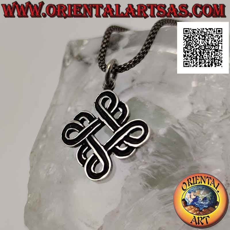 Silver pendant, mystical knot of longevity and health (Feng Shui good luck)