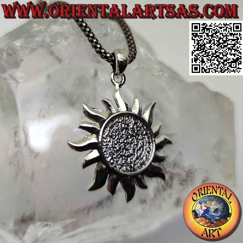 Pendentif en argent, soleil avec disque Phaistos (Ø 27 mm)