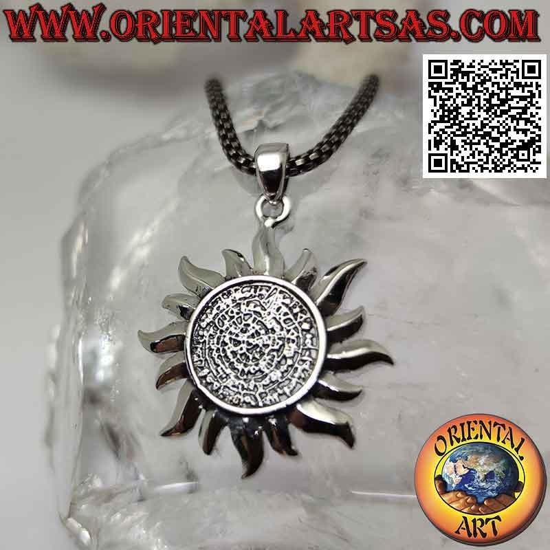 Pendentif en argent, soleil avec disque Phaistos (Ø 27 mm)