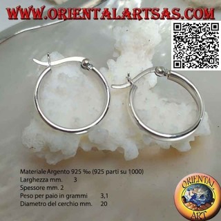 Silver earrings, smooth crushed circles 3 x 2 x 30 mm (lever)