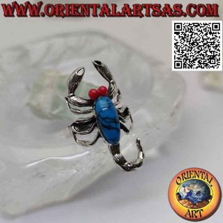 Anello in argento a forma di scorpione con dorso di turchese