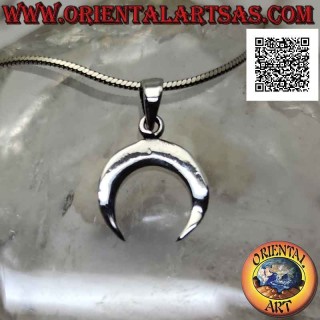 Silver pendant, wicca crescent with pointed downward (smooth and flat)
