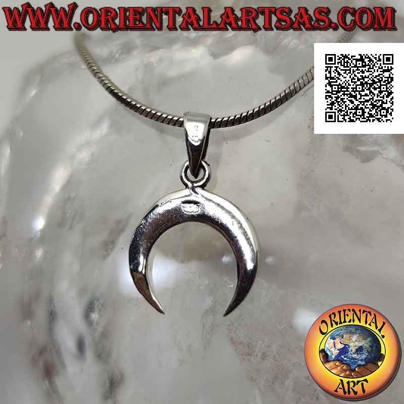 Colgante de plata, media luna wicca con punta hacia abajo (lisa y plana)