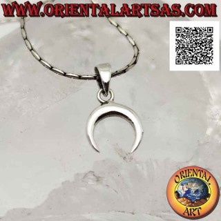 Colgante de plata, media luna wicca con puntas hacia abajo (lisas y redondeadas)