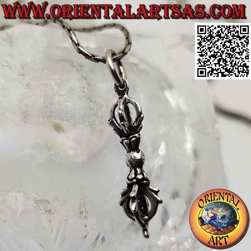 Pendentif en argent en forme de vajra ou dorje tibétain