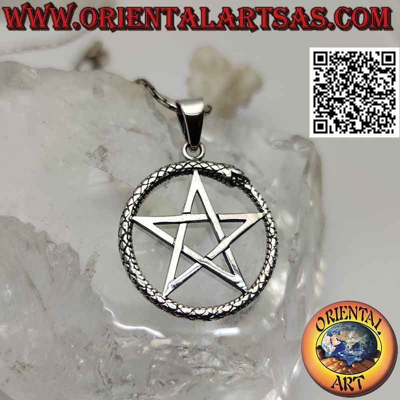 Colgante de plata, Ouroboros con pentáculo (apuntando hacia arriba)