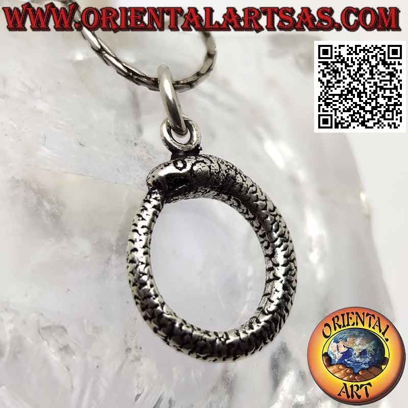 Pendentif en argent en forme d'Ouroboros ou Ouroboros (Ø 20 mm)