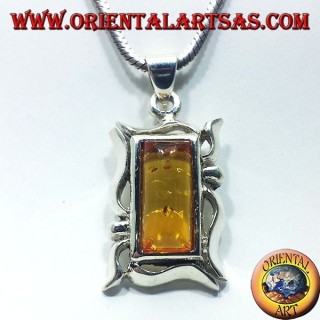 Colgante de plata con ámbar rectangulares