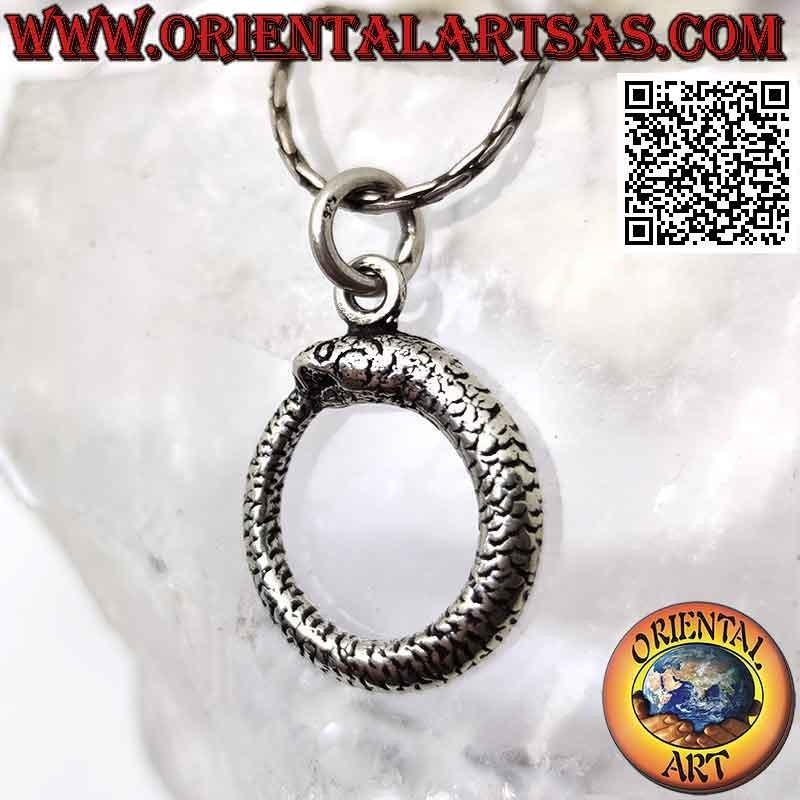 Ciondolo in argento a forma di Uroboro o Ouroboros (Ø 20 mm)