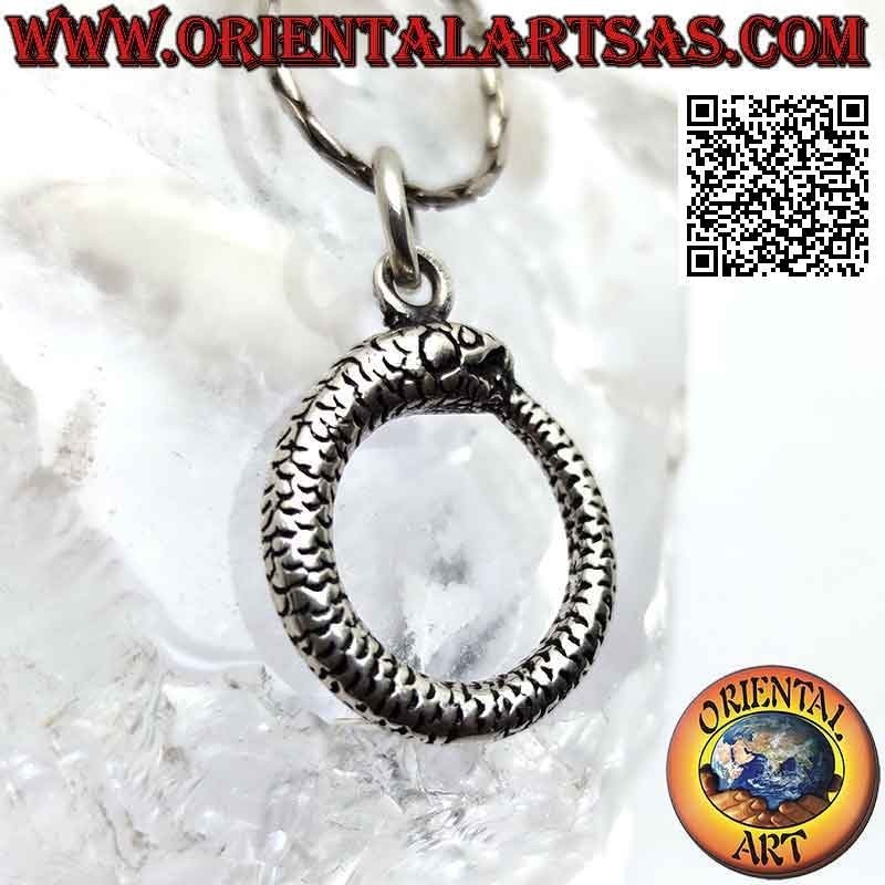 Pendentif en argent en forme d'Ouroboros ou Ouroboros (Ø 20 mm)