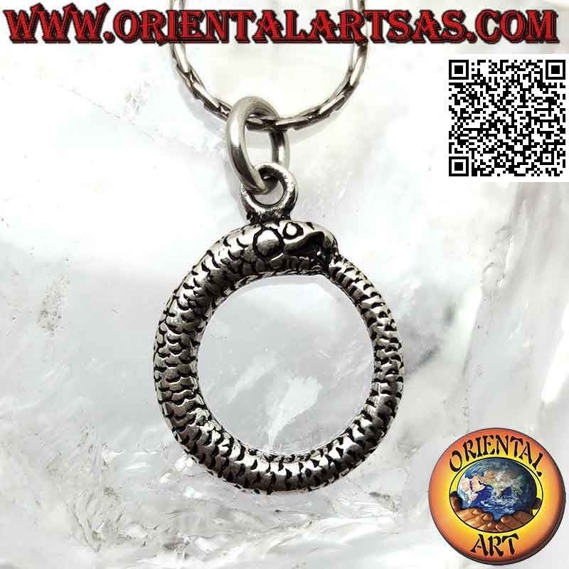 Ciondolo in argento a forma di Uroboro o Ouroboros (Ø 20 mm)