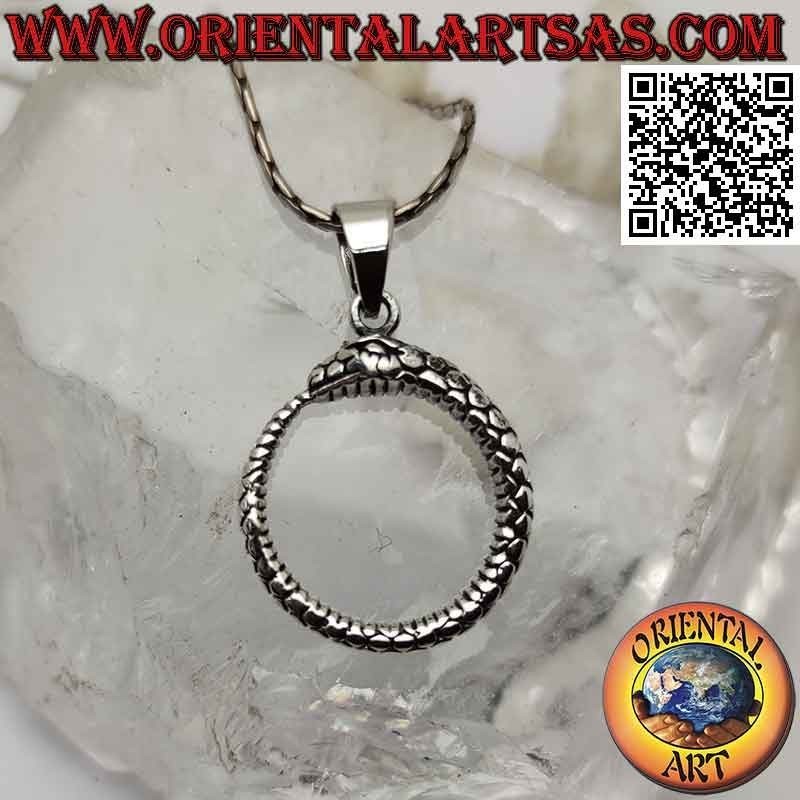 Ciondolo in argento a forma di Uroboro o Ouroboros (Ø 22 mm)