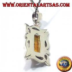 Pendentif argent avec rectangulaire Ambre