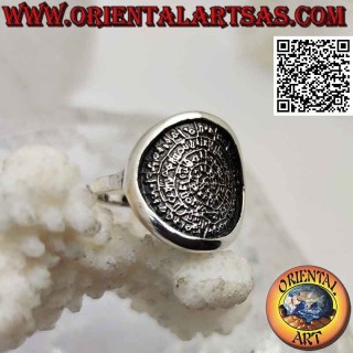 Bague en argent, "Le Disque de Phaistos" avec côtés lisses (grand)