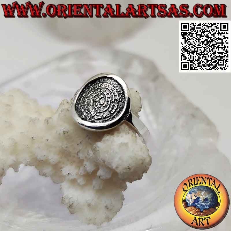 Bague en argent, "Le Disque de Phaistos" avec côtés lisses (petit)