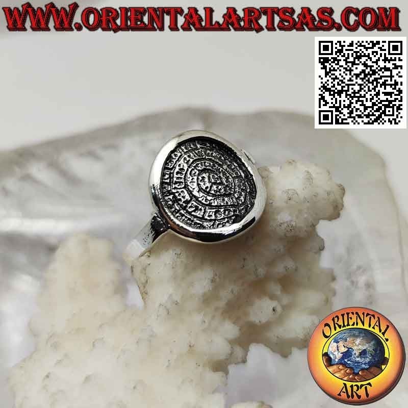 Bague en argent, "Le Disque de Phaistos" avec côtés lisses (petit)