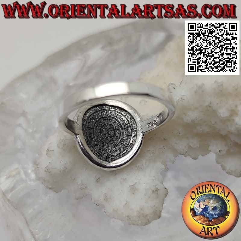 Silver ring, "The Phaistos Disc" with smooth sides (medium)