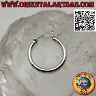 Pendientes de plata, círculos sencillos lisos de 2,5 mm de grosor (palanca)