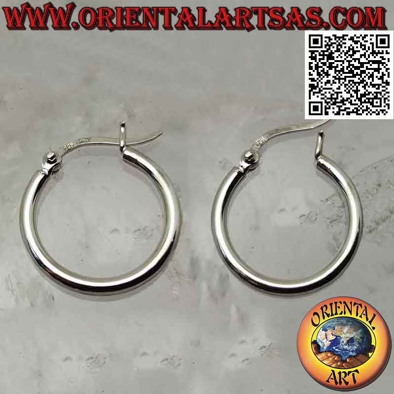 Silver earrings, simple smooth 2.5mm thick circles (lever)
