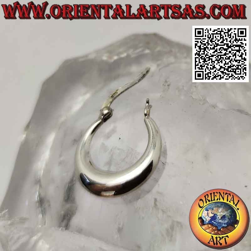 Silver earrings, 20mm simple smooth crescent circles (lever)
