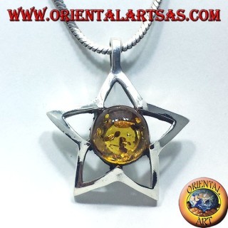 pendentif en argent étoile ronde Ambre