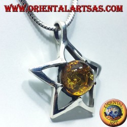 Ciondolo in argento stella con Ambra tonda