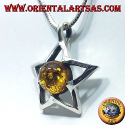 Ciondolo in argento stella con Ambra tonda