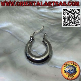 Boucles d'oreilles en argent, cercles croissants lisses simples 14mm (levier)