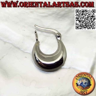 Boucles d'oreilles en argent, cercles croissants lisses épaisseur 14mm (levier)