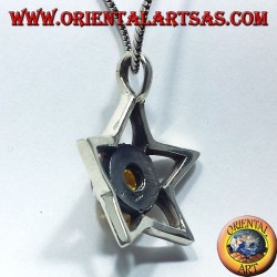 Ciondolo in argento stella con Ambra tonda