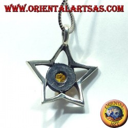 Ciondolo in argento stella con Ambra tonda