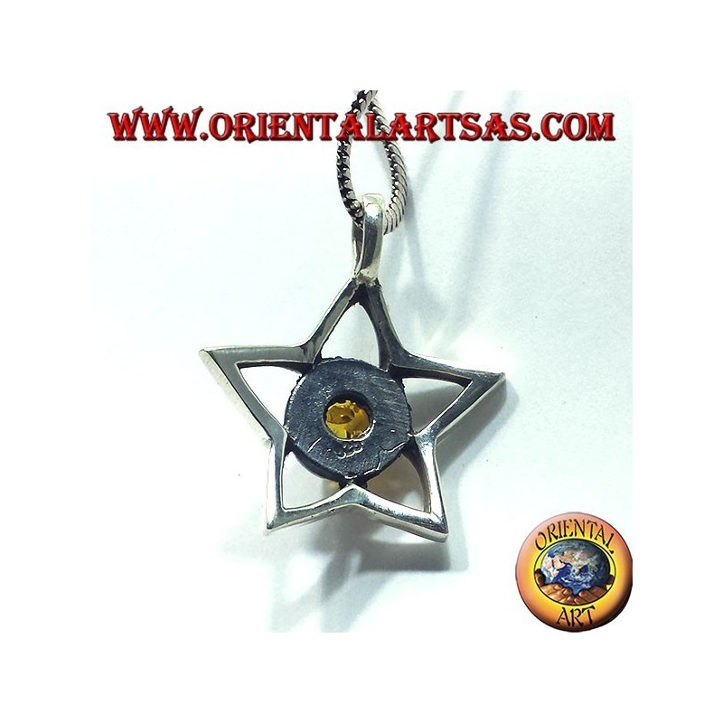 silver star pendant with Amber round