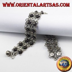 Bracciale in argento a due file di fiorellini 