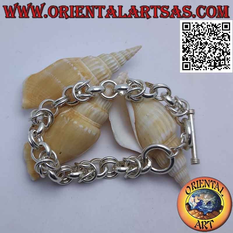 925 ‰ silver chain bracelet with 22 cm round rings (single, double and quadruple)