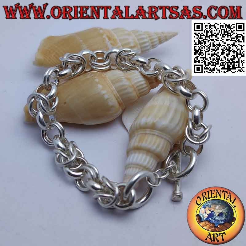 Pulsera de cadena de plata 925 ‰ con anillas redondas de 22 cm (simple, doble y cuádruple)