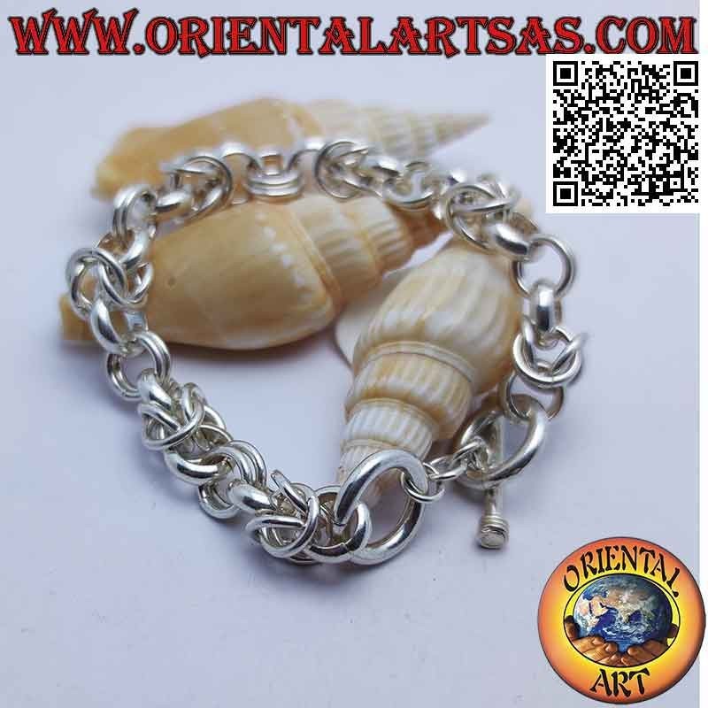 Bracelet chaîne en argent 925 ‰ avec anneaux ronds de 22 cm (simple, double et quadruple)